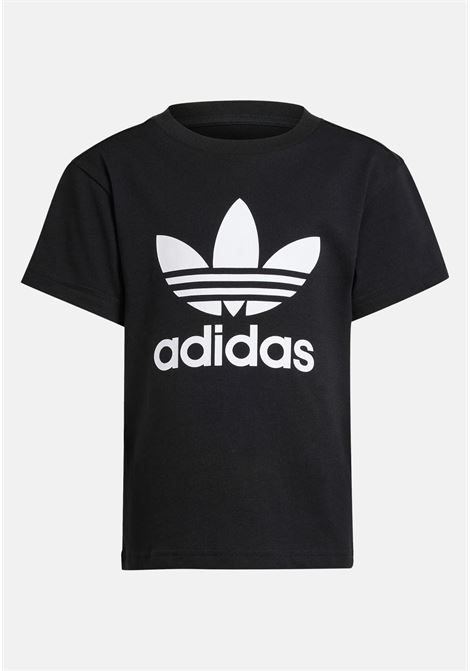 T-shirt a manica corta Adicolor Trefoil Tee nera per bambino e bambina ADIDAS ORIGINALS | IY2385.